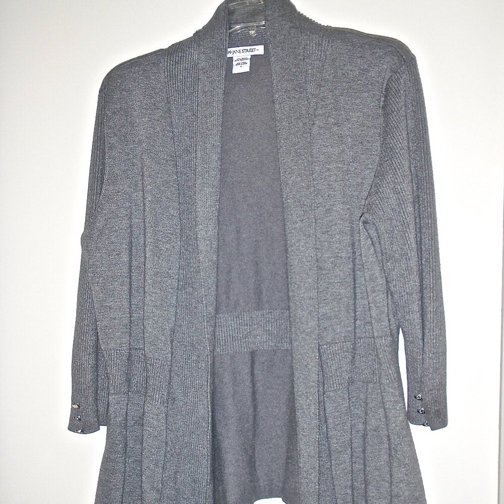 99 JANE STREET WOMEN'S GREY 3/4 SLEEVE CARDIGAN SWEATER SIZE L